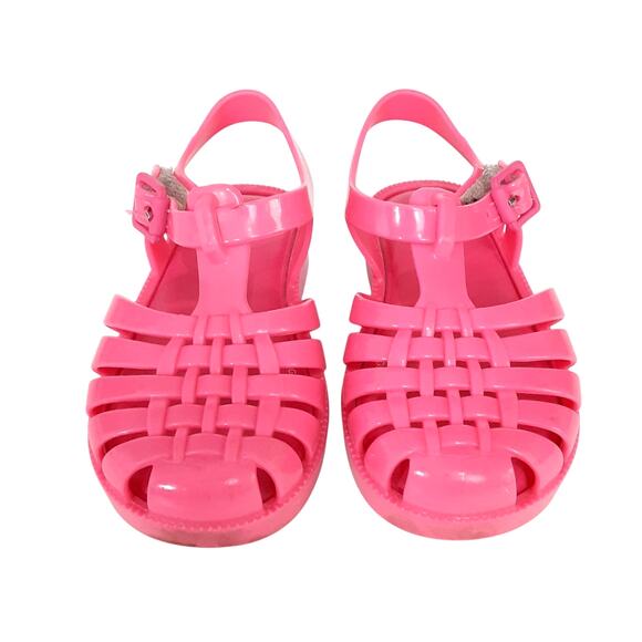 Mini Melissa Jelly Sandals Hot Pink Fisherman Sandals Hook & Loop Girls 7 - Picture 2 of 8